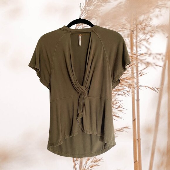 Free People Olive Green Cutout Top — Soft Earth Edit (S) - Picture 1 of 4